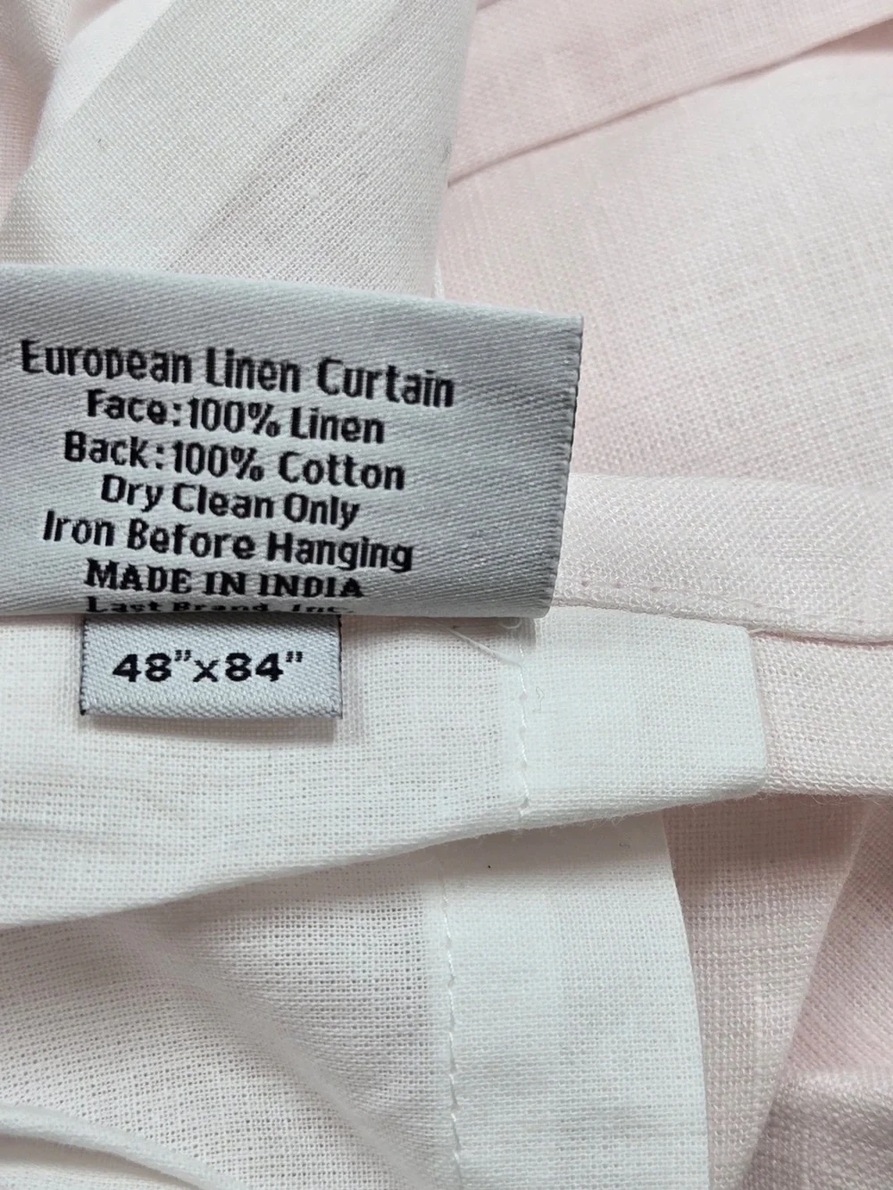 NWT QUINCE Set Of 2 48x84 European Linen Curtains Vintage Blush 9098